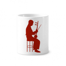 China Erhu Player Illustration Pattern Toothbrush Pen Holder Mug Cerac Stand Pencil Cup