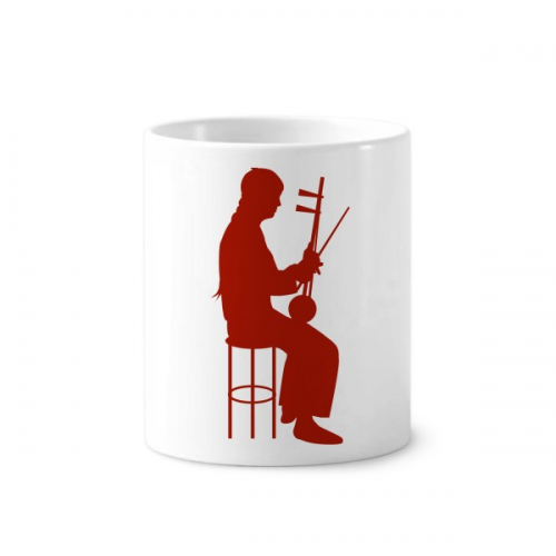 China Erhu Player Illustration Pattern Toothbrush Pen Holder Mug Cerac Stand Pencil Cup