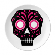粉红眼骷髅头墨西哥插图 陶瓷餐盘子8寸月光盘餐具家居礼物