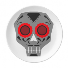 花朵红眼骷髅头墨西哥插图 陶瓷餐盘子8寸月光盘餐具家居礼物