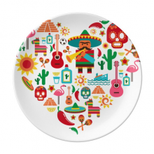 火烈鸟墨西哥宽边帽骷髅 陶瓷餐盘子8寸月光盘餐具家居礼物