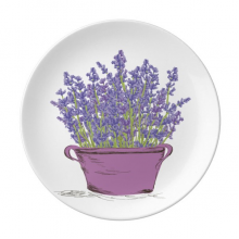 紫色薰衣草盆栽花卉 陶瓷餐盘子8寸月光盘餐具家居礼物