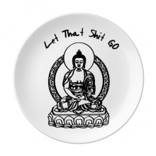 趣味打坐佛像插画 陶瓷餐盘子8寸月光盘餐具家居礼物