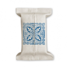 blue talavera flower ilustration pattern tissue paper cover cotton linen holder stocontainer 