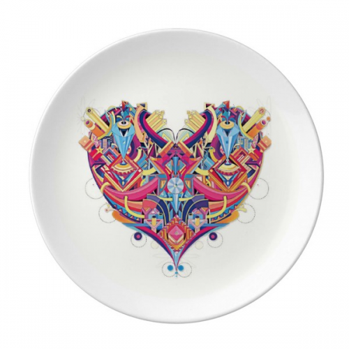 彩色桃心扑克牌几何插画 陶瓷餐盘子8寸月光盘餐具家居礼物