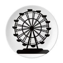 Black Ferris Wheel Amusement Park Outline Dessert Plate Decorative Porcelain 8 inch Dinner Home