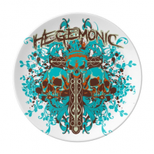 涂鸦街头蓝黑骷髅图案 陶瓷餐盘子8寸月光盘餐具家居礼物