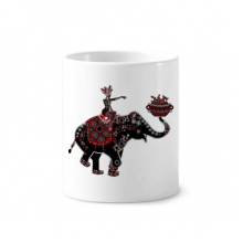 大象表演中国少数民族装扮图腾民俗风俗剪影插画图案 陶瓷刷牙杯子笔筒白色马克杯礼物