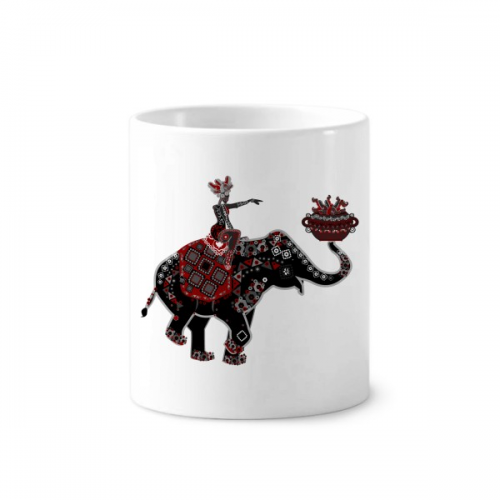 大象表演中国少数民族装扮图腾民俗风俗剪影插画图案 陶瓷刷牙杯子笔筒白色马克杯礼物