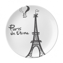 Line Drawing Eiffel Tower Outline Paris Dessert Plate Decorative Porcelain 8 inch Dinner Home