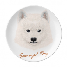 White Samoyed Dog Pet Animal Dessert Plate Decorative Porcelain 8 inch Dinner Home