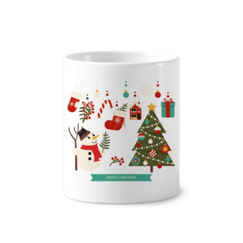 圣诞节雪人礼物图案 陶瓷刷牙杯子笔筒白色马克杯礼物