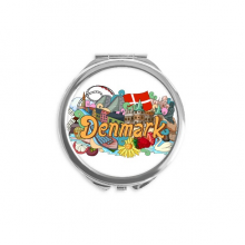 新港腓特烈堡丹麦涂鸦 圆形化妆小镜子迷你便携双面镜礼物