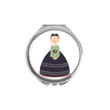 韩国妇女传统服饰习俗 圆形化妆小镜子迷你便携双面镜礼物