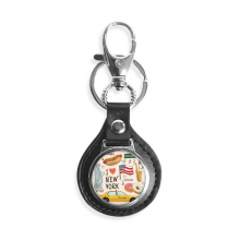 i love new york hot dog donuts ametexi key link chain  keyholder finder hook metal