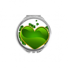 四叶草金边心圣帕特里克节 圆形化妆小镜子迷你便携双面镜礼物