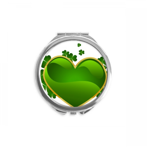 四叶草金边心圣帕特里克节 圆形化妆小镜子迷你便携双面镜礼物