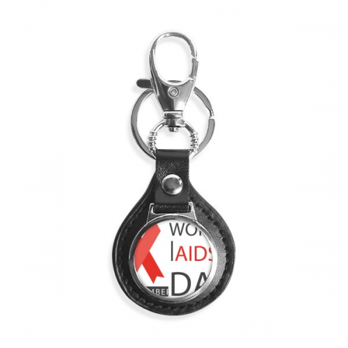 12月1日世界艾滋日红丝带 汽车钥匙扣金属皮革链圈环挂件礼物 12月1日世界艾滋日红丝带 汽车钥匙扣金属皮革链圈环挂件礼物