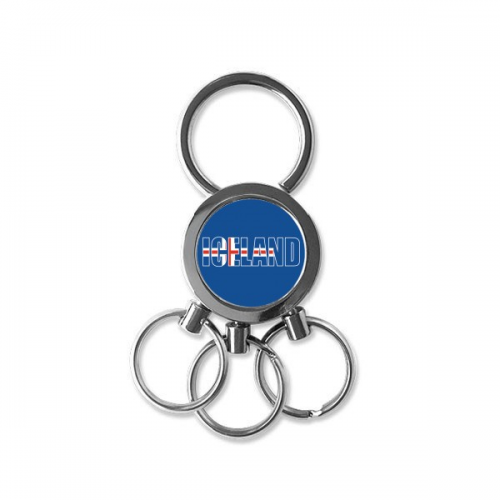 iceland country flag name stainless steel metal key chain  car keychain key clip 