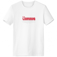 Singapore Country Flag Name Crew Neck T-shirt Workwear Pocket Short Sleeve Sport Clothing