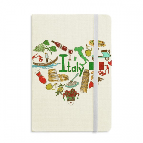 Italy Love Heart Landscap National Flag Notebook Official Fabric Hard Cover Classic Journal Diary