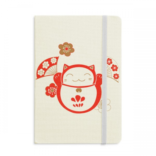 Lucky Fortune Cat Flower Fan Japan Notebook Official Fabric Hard Cover Classic Journal Diary