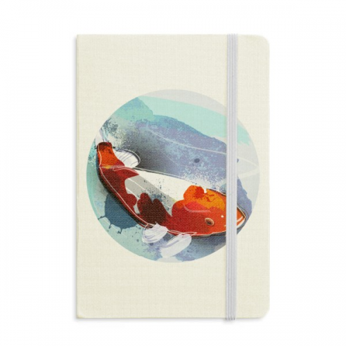 Japan Koi Fish Watercolor Style Notebook Official Fabric Hard Cover Classic Journal Diary