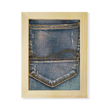 Pocket Denim Jean Cowboy Lining Textile Desktop Adorn Photo Frame Display Art Painting Wooden