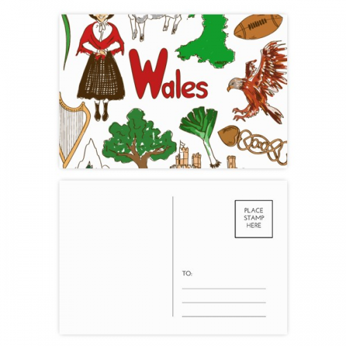 Wales Landscap UK National Flag Postcard Set Birthday Mailing Thanks Greeting Card