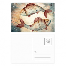 March Pisces Constellation Zodiac Postcard Set Birthday Mailing Thanks Greeting Card