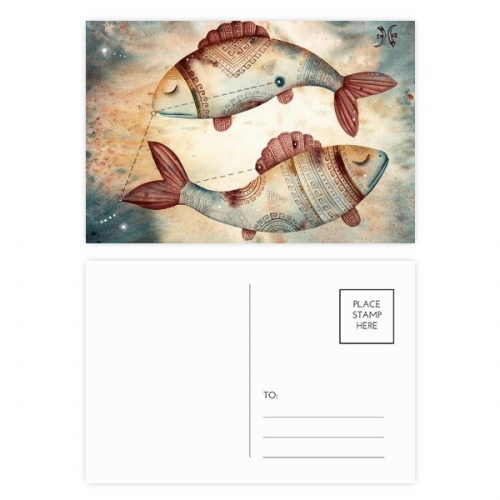 March Pisces Constellation Zodiac Postcard Set Birthday Mailing Thanks Greeting Card