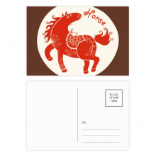 午马年十二生肖红色 明信片卡片祝福生日卡20张