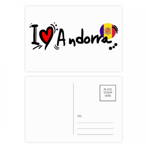 I Love Andorra Word Flag Love Heart Illustration Postcard Set Birthday Mailing Thanks Greeting Card