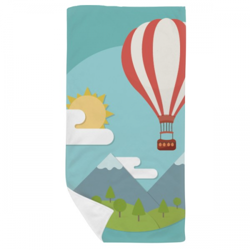 热气球太阳云彩图案 毛巾细纤维面巾加厚吸水干发巾35x70cm