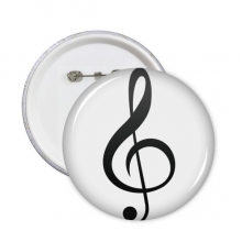 Black Music Treble Clef White Pins Badge Button Round Clothing Decoration 5pcs