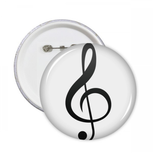 Black Music Treble Clef White Pins Badge Button Round Clothing Decoration 5pcs