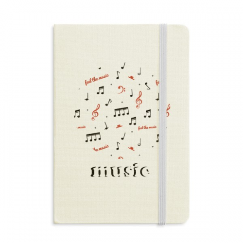 Red And Black Music Notes Notebook Fabric Hard Cover Classic Journal Diary