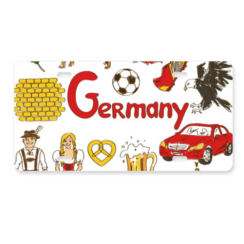Germany Landscap Animals National Flag License Plate Decoration Stainless Automobile Steel Tag