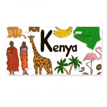 肯尼亚动物国旗饮食插画 美国车牌汽车家居店铺装饰礼物