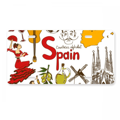 Spain Landscap Animals National Flag License Plate Decoration Stainless Automobile Steel Tag Spain Landscap Animals National Flag License Plate Decoration Stainless Automobile Steel Tag