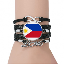 philippines national flag asia country bracelet love accessory twisted leather knitting  wristband