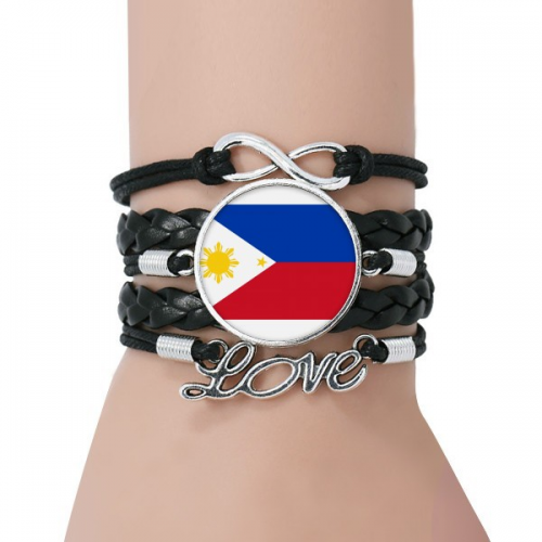 philippines national flag asia country bracelet love accessory twisted leather knitting  wristband