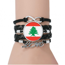 lebanon national flag asia country bracelet love accessory twisted leather knitting  wristband