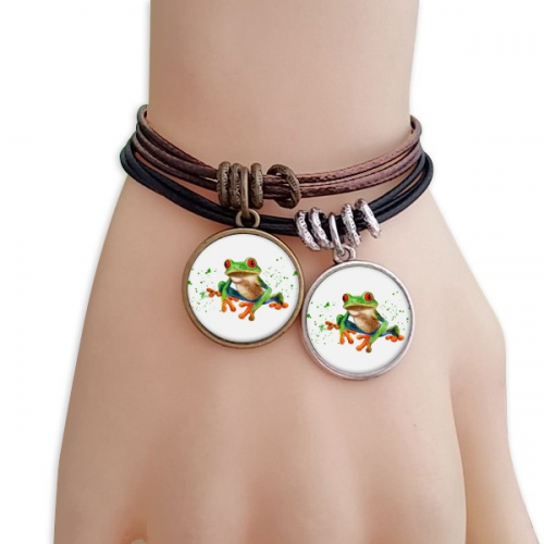 polypedatid green frogs bracelet double leather wristband couple set polypedatid green frogs bracelet double leather wristband couple set