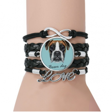 lop-eard boxer dog pet animal bracelet love accessory twisted leather knitting  wristband