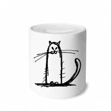 small cat sle sit black line my box cerac coin case piggy bank 