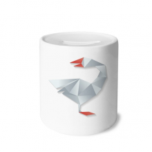 抽象几何鹅折纸纹样 陶瓷存钱罐白色硬币储蓄盒礼物