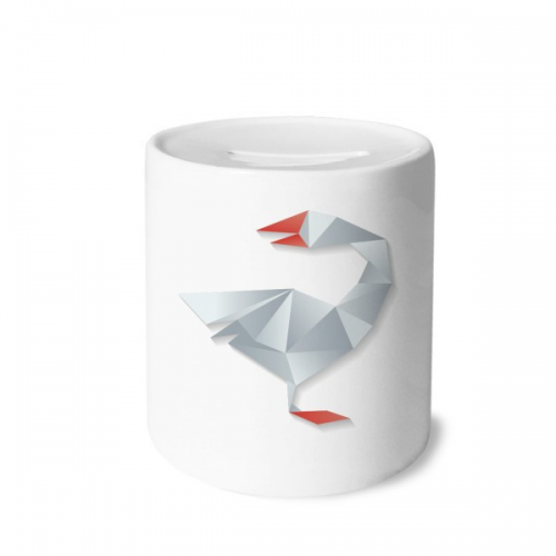 抽象几何鹅折纸纹样 陶瓷存钱罐白色硬币储蓄盒礼物