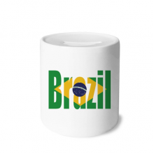 巴西国旗英文名 陶瓷存钱罐白色硬币储蓄盒礼物