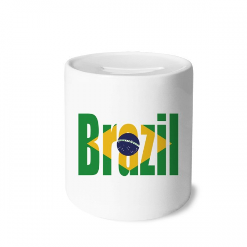 巴西国旗英文名 陶瓷存钱罐白色硬币储蓄盒礼物